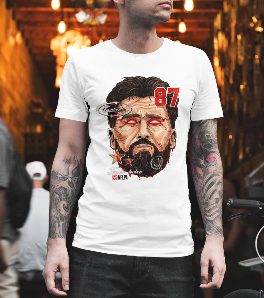 Travis Kelce Euphoria Lightning NFLPA Big Head 87 T-Shirt