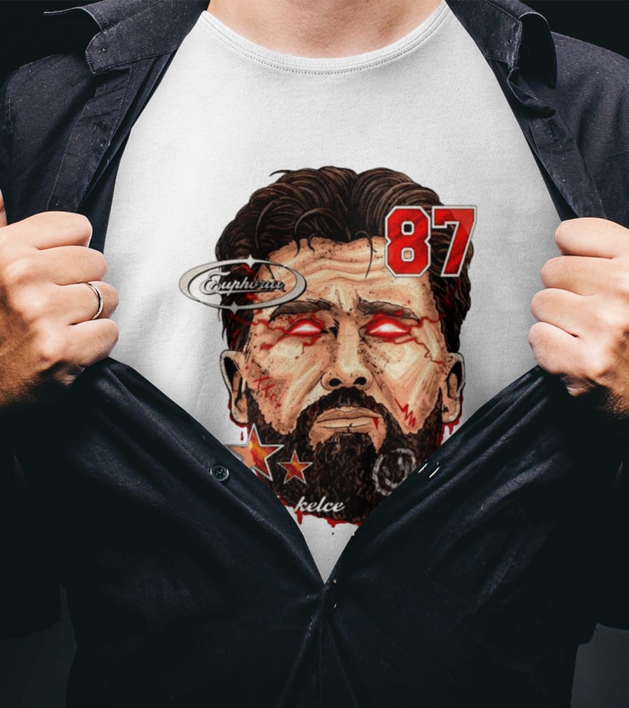 Travis Kelce Euphoria Lightning NFLPA Big Head 87 T-Shirt