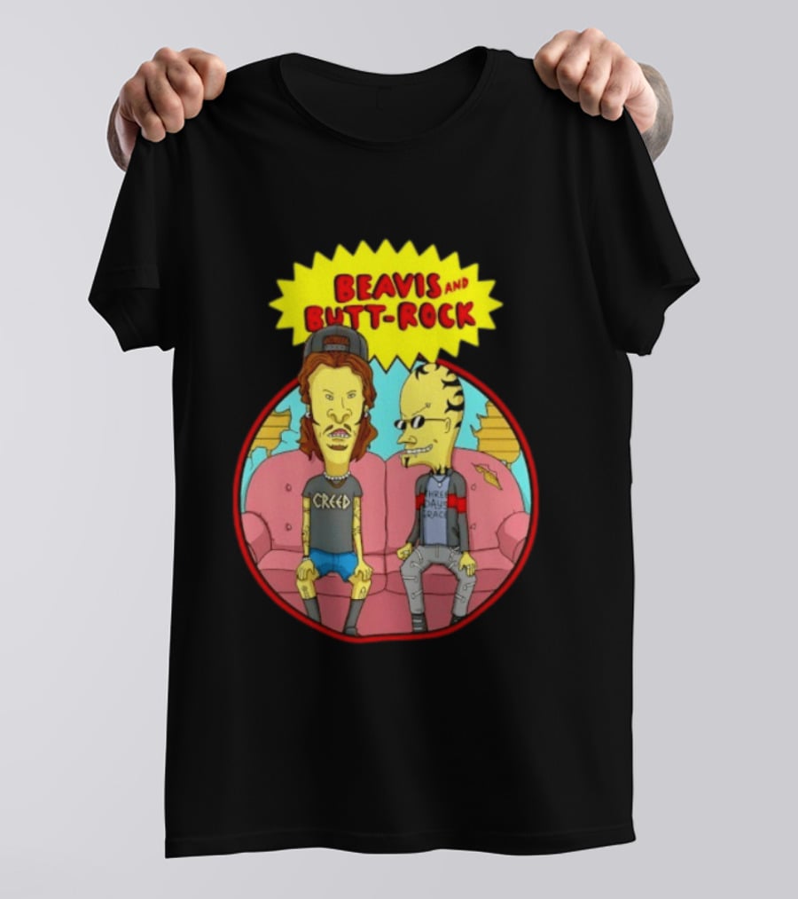 Beavis And Butt Head Rock Creed And Three Days Grace Couch Cartoon Characters T-Shirt