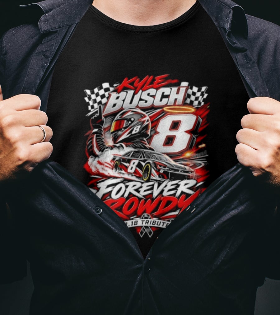 Kyle Busch 8 Forever Rowdy NASCAR Racing Angel Halo T-Shirt