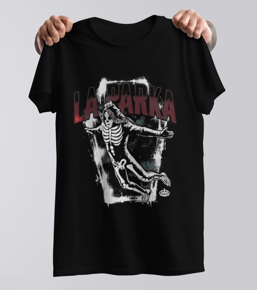 La Parka Skeleton Coffin Art AAA Wrestling T-Shirt