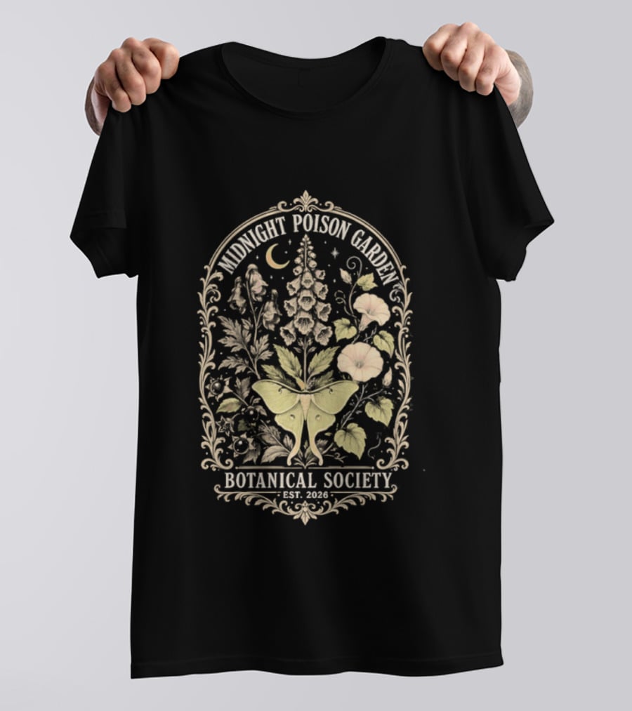Midnight Poison Garden Botanical Society Est 2026 Moth Moonflower T-Shirt