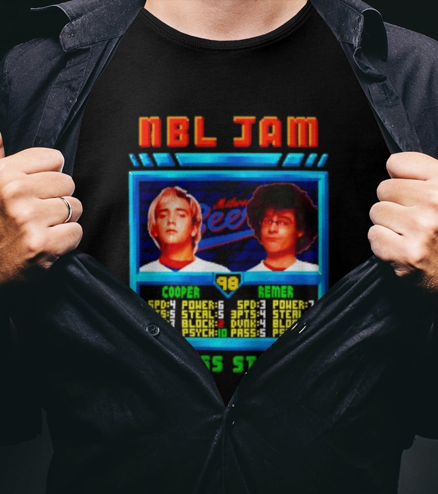 NBL Jam Cooper Remer Milwaukee Beers PASS START Players Stats T-Shirt