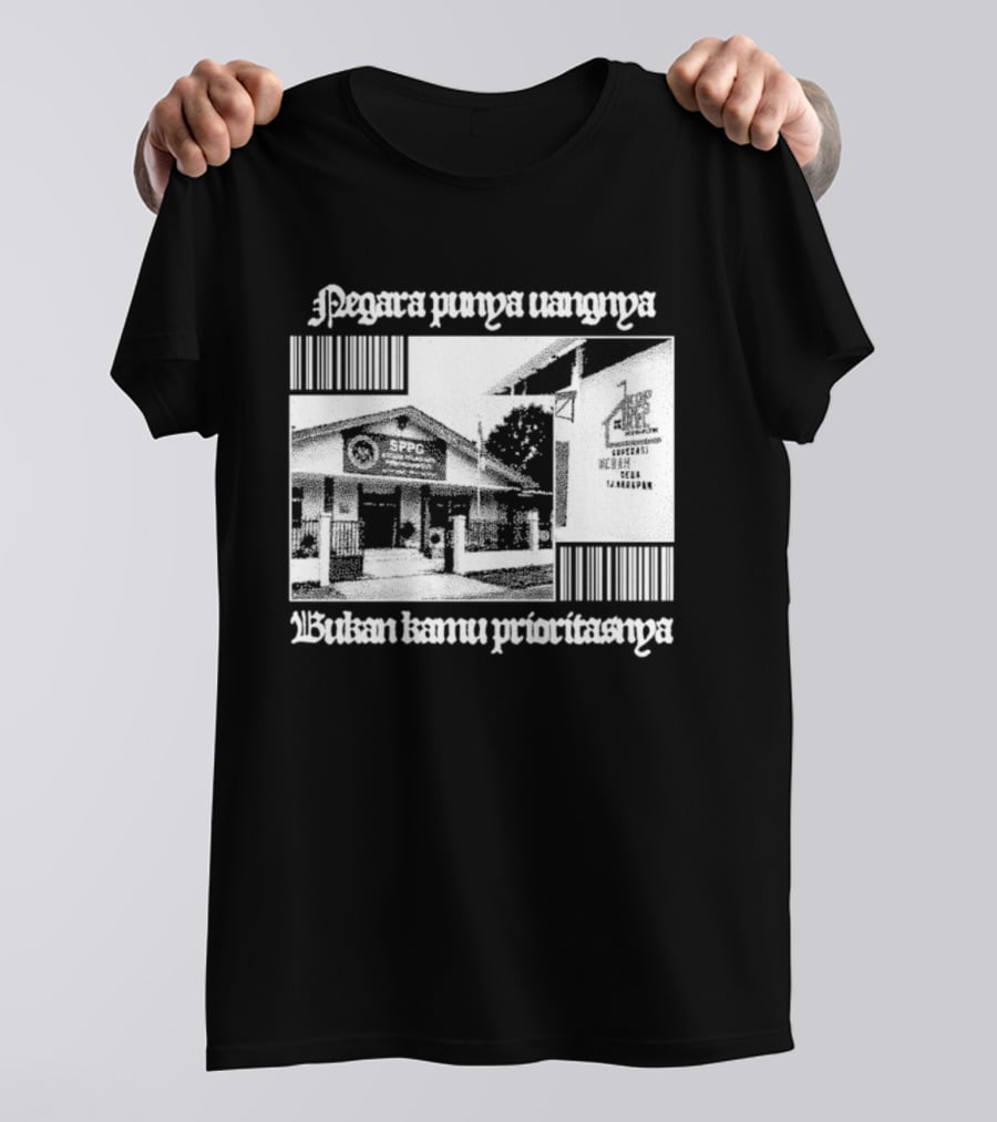 Negara Punya Uangnya Bukan Kamu Prioritasnya Monochrome House And Trees T-Shirt
