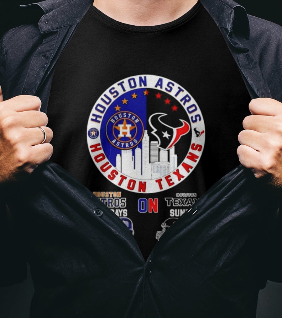 Houston Astros Saturdays Houston Texans Sundays Skyline Sports Fan T-Shirt
