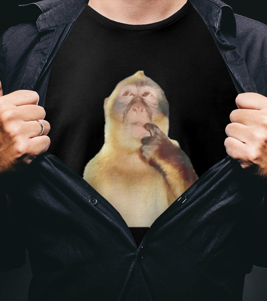 Pondering Monkey Curious Expression Contemplation T-Shirt