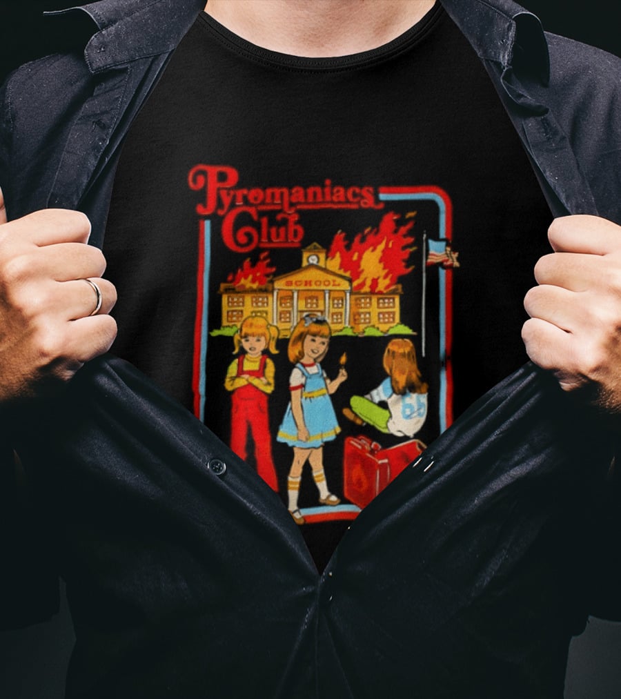 Pyromaniacs Club School Fire Retro Nostalgia T-Shirt