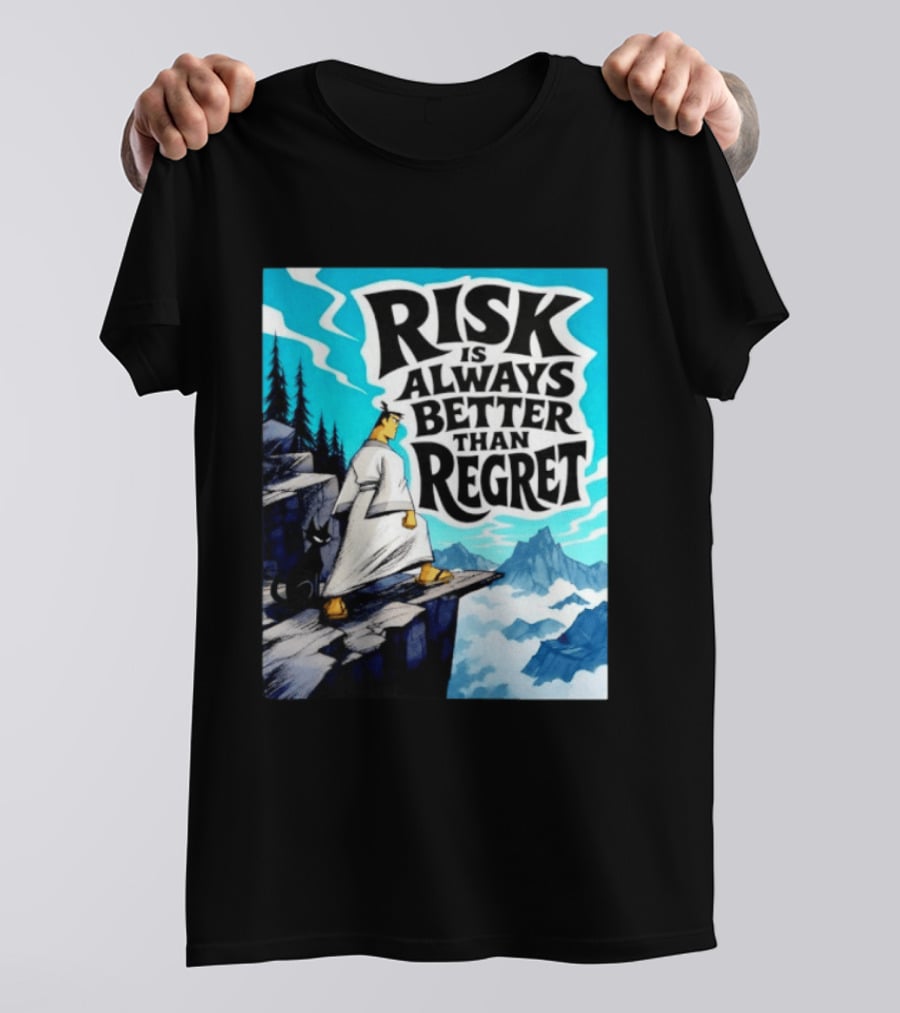 Samurai Jack Risk Is Always Better Than Regret Mountain Scene T-Shirt