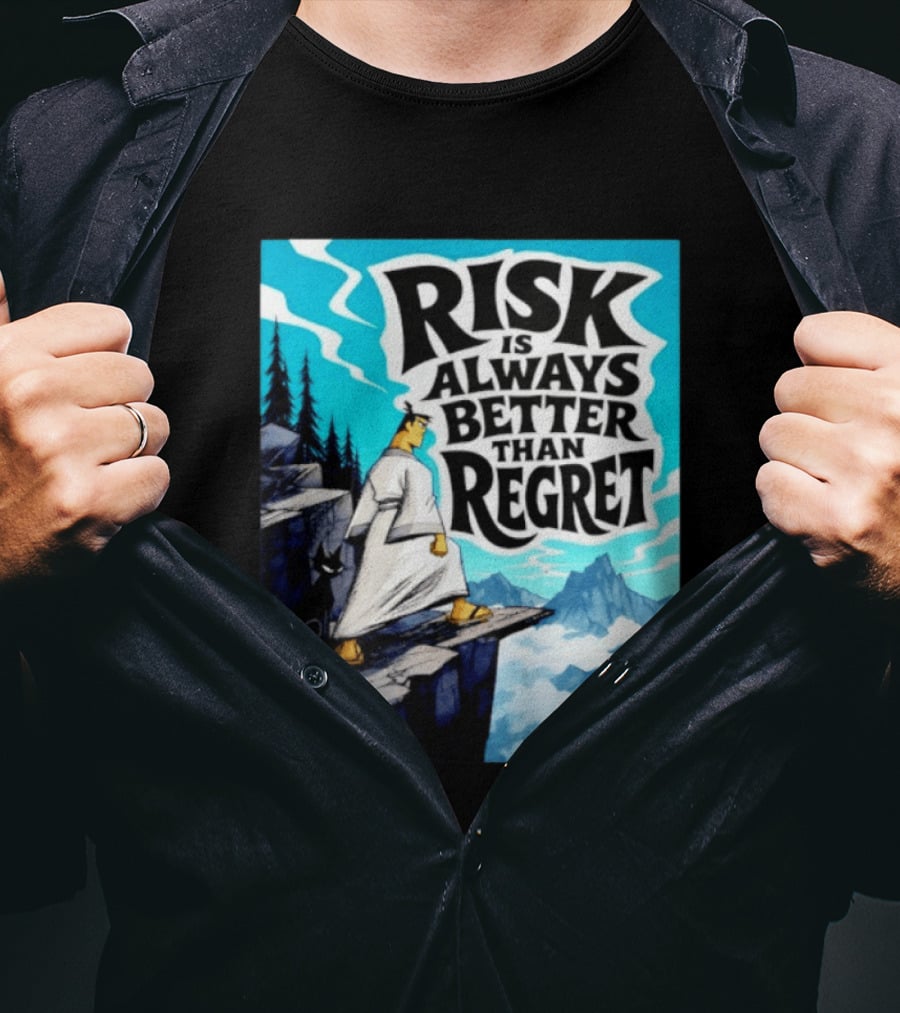 Samurai Jack Risk Is Always Better Than Regret Mountain Scene T-Shirt