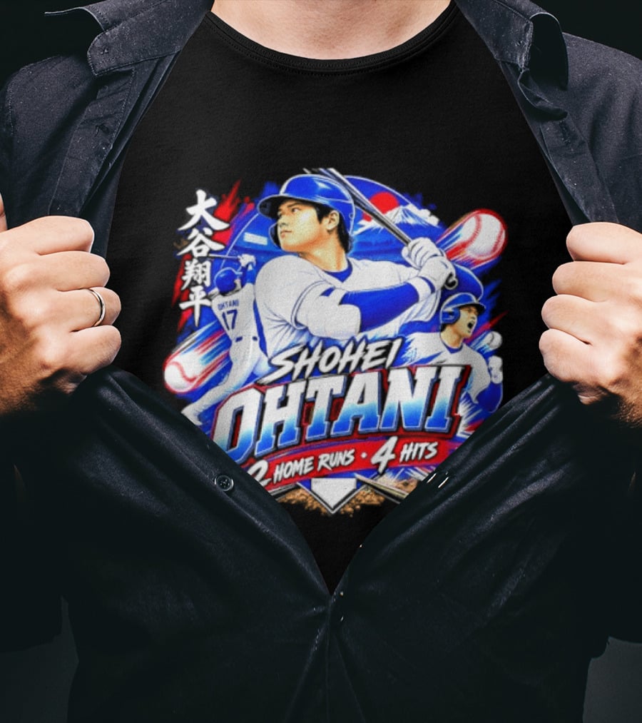 Shohei Ohtani 2 Home Runs 4 Hits Baseball Los Angeles 17 Player T-Shirt