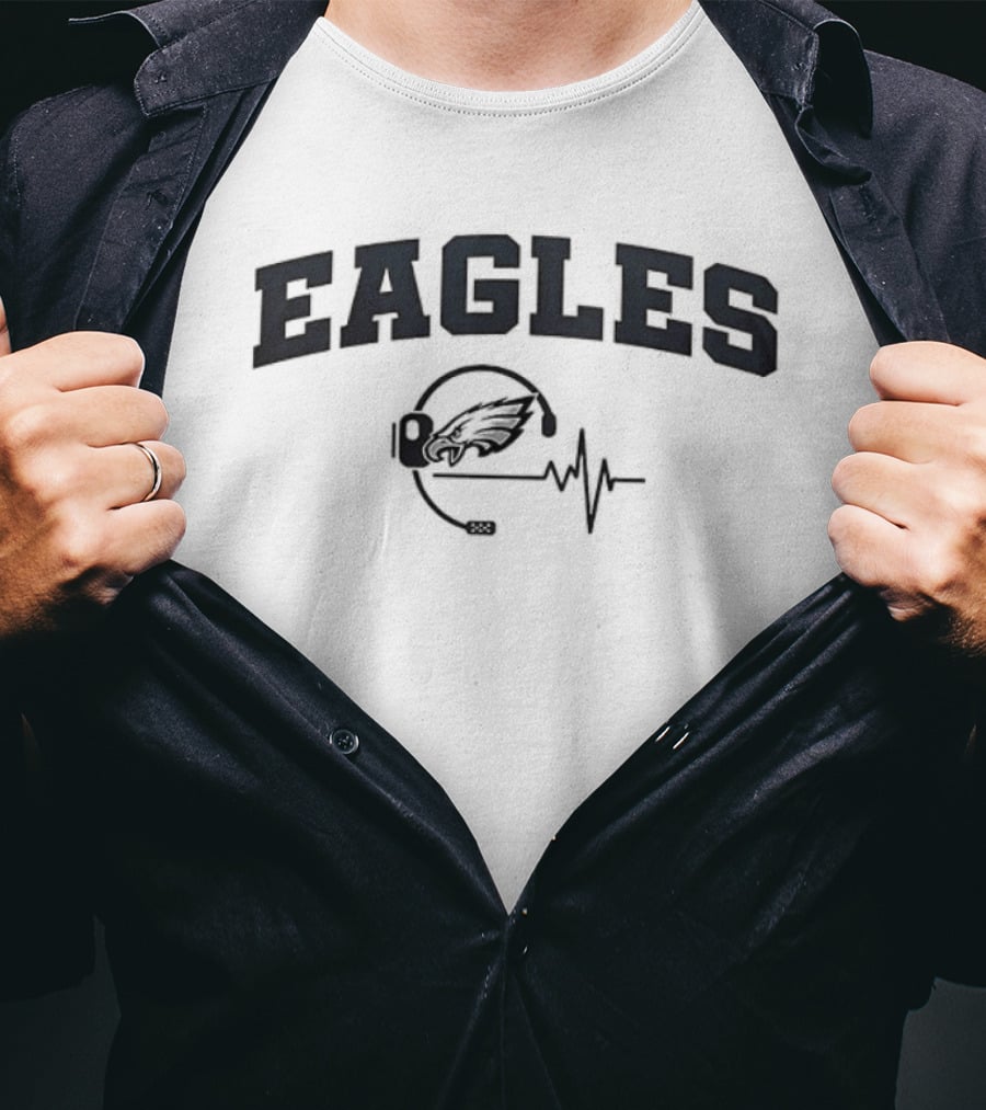 Philadelphia Eagles 2026 Season First Responders First To The Fight Eagles Helmet Heartbeat T-Shirt