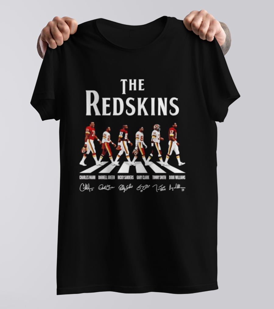 The Redskins Charles Mann Darrell Green Ricky Sanders Gary Clark Timmy Smith Doug Williams Signatures Abbey Road T-Shirt