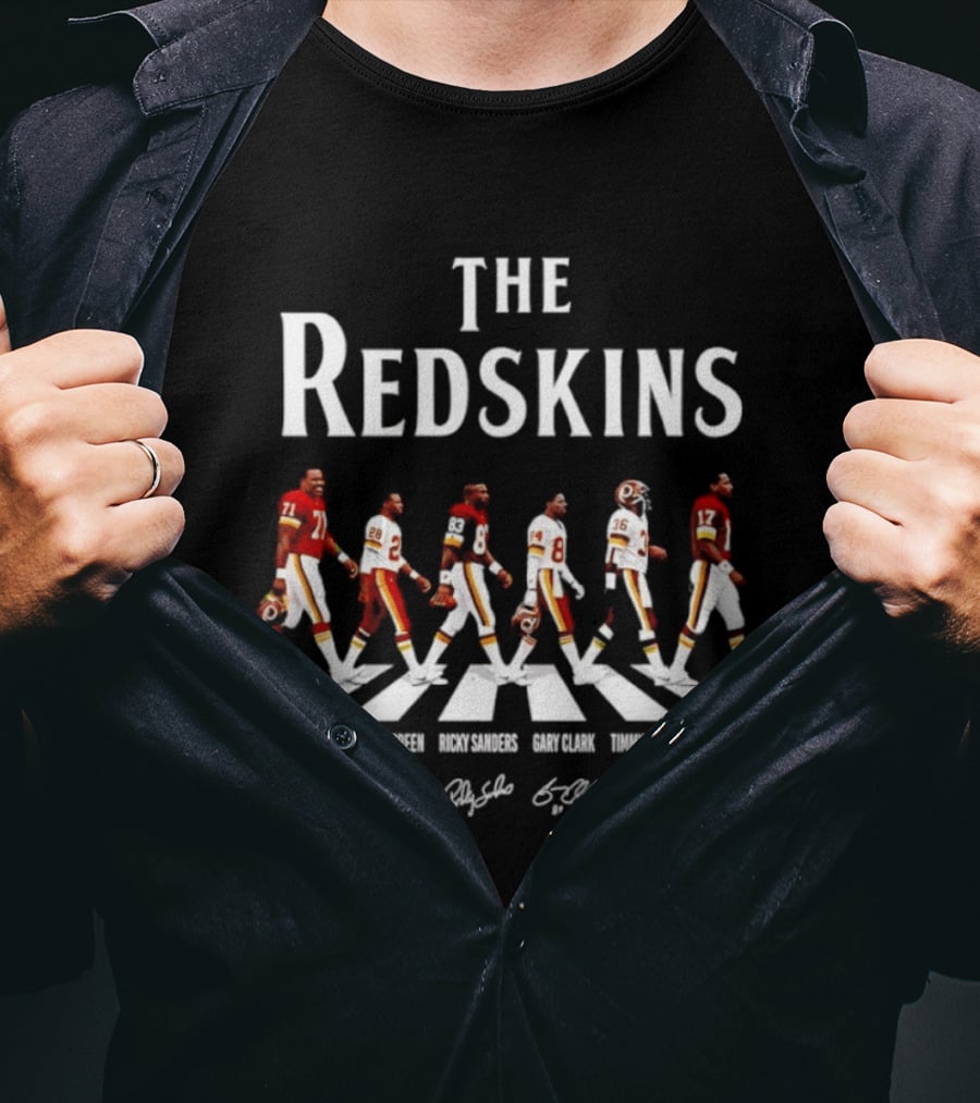 The Redskins Charles Mann Darrell Green Ricky Sanders Gary Clark Timmy Smith Doug Williams Signatures Abbey Road T-Shirt