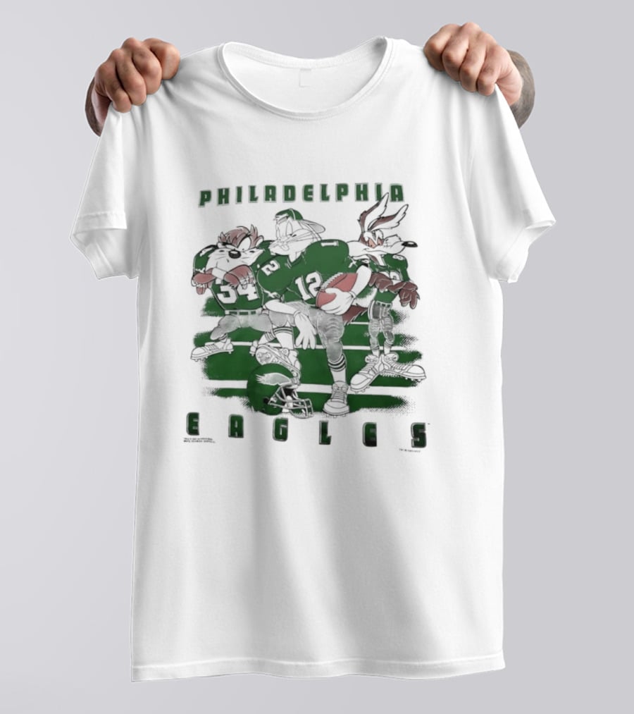 Philadelphia Eagles Taz Bugs Bunny Wile E Coyote Football Team Collaboration T-Shirt