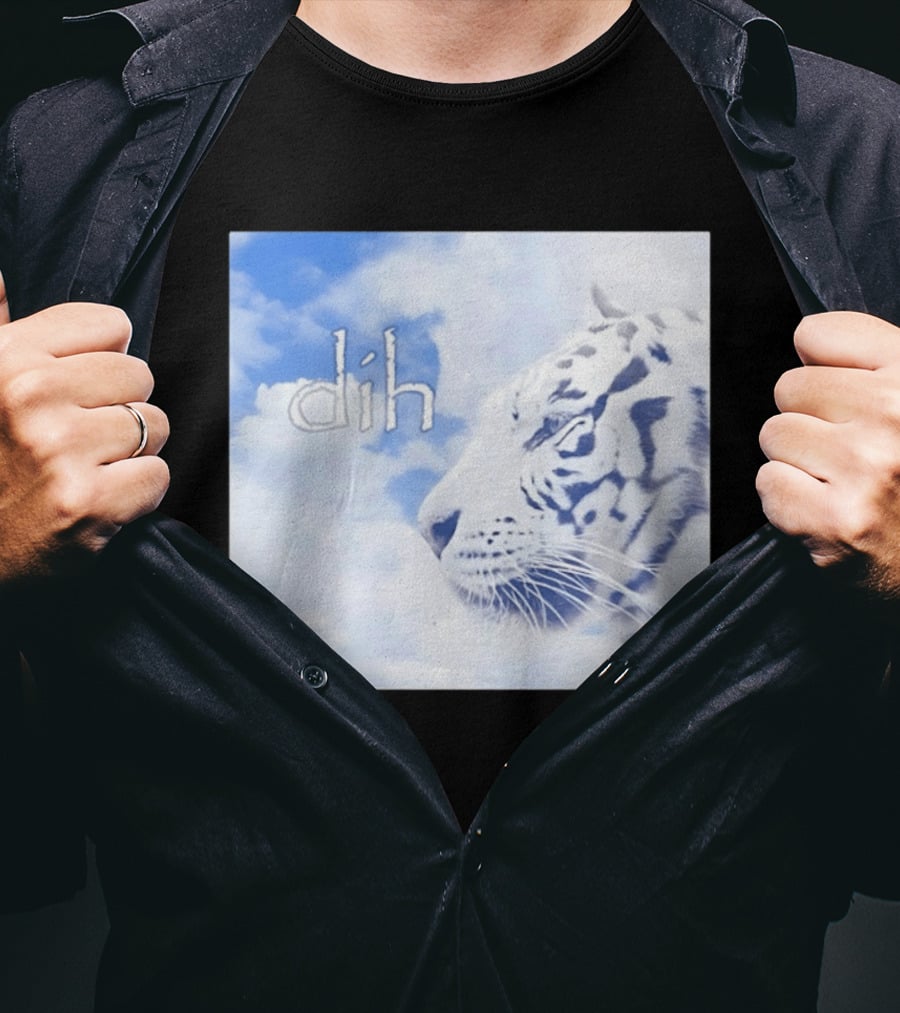 Tiger Dih Majestic Clouds White Bengal Tiger Profile T-Shirt