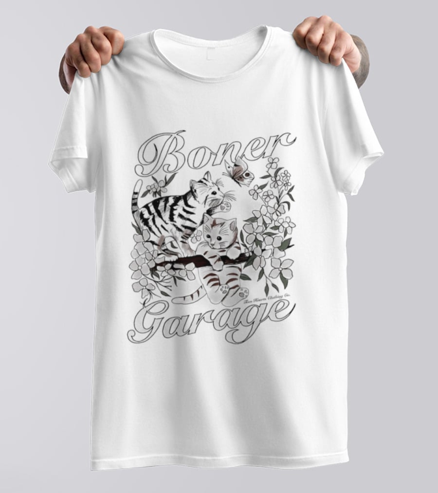 Boner Garage Cats And Flowers Teen Hearts Clothing Co T-Shirt