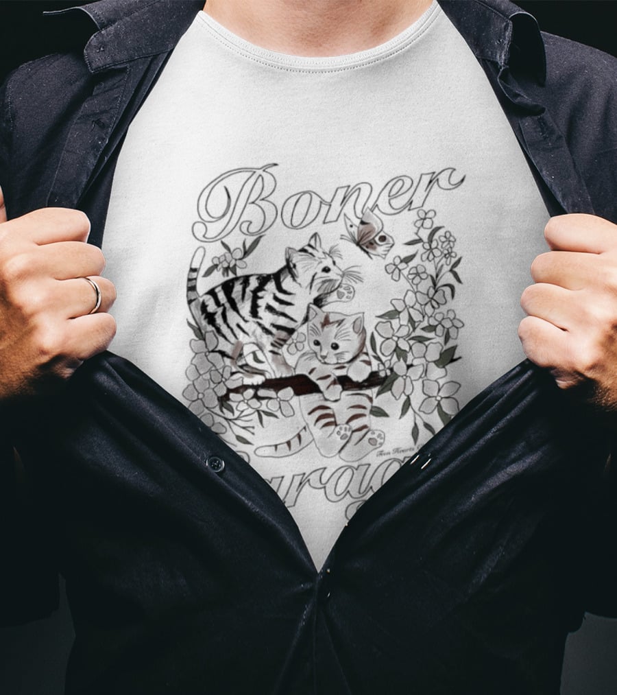 Boner Garage Cats And Flowers Teen Hearts Clothing Co T-Shirt