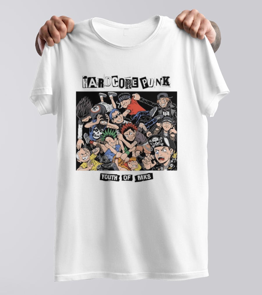 Hardcore Punk Youth Of Mks Vintage Cartoon Style Crowd Scene T-Shirt