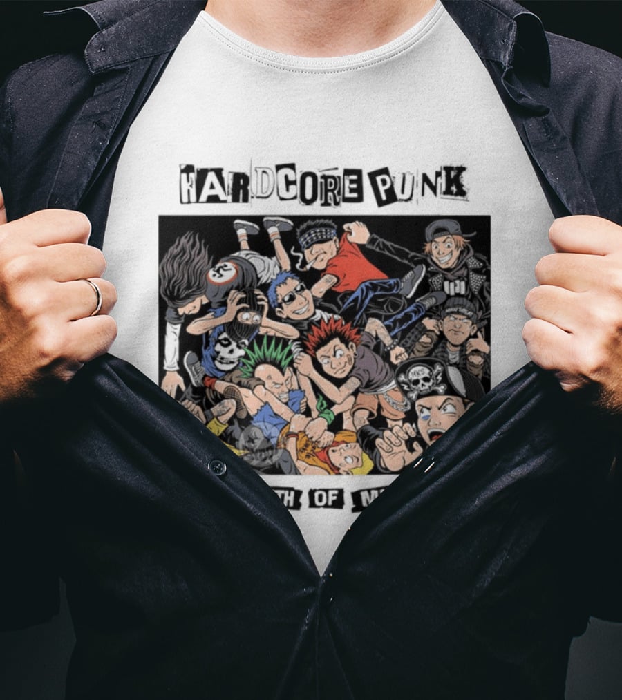 Hardcore Punk Youth Of Mks Vintage Cartoon Style Crowd Scene T-Shirt