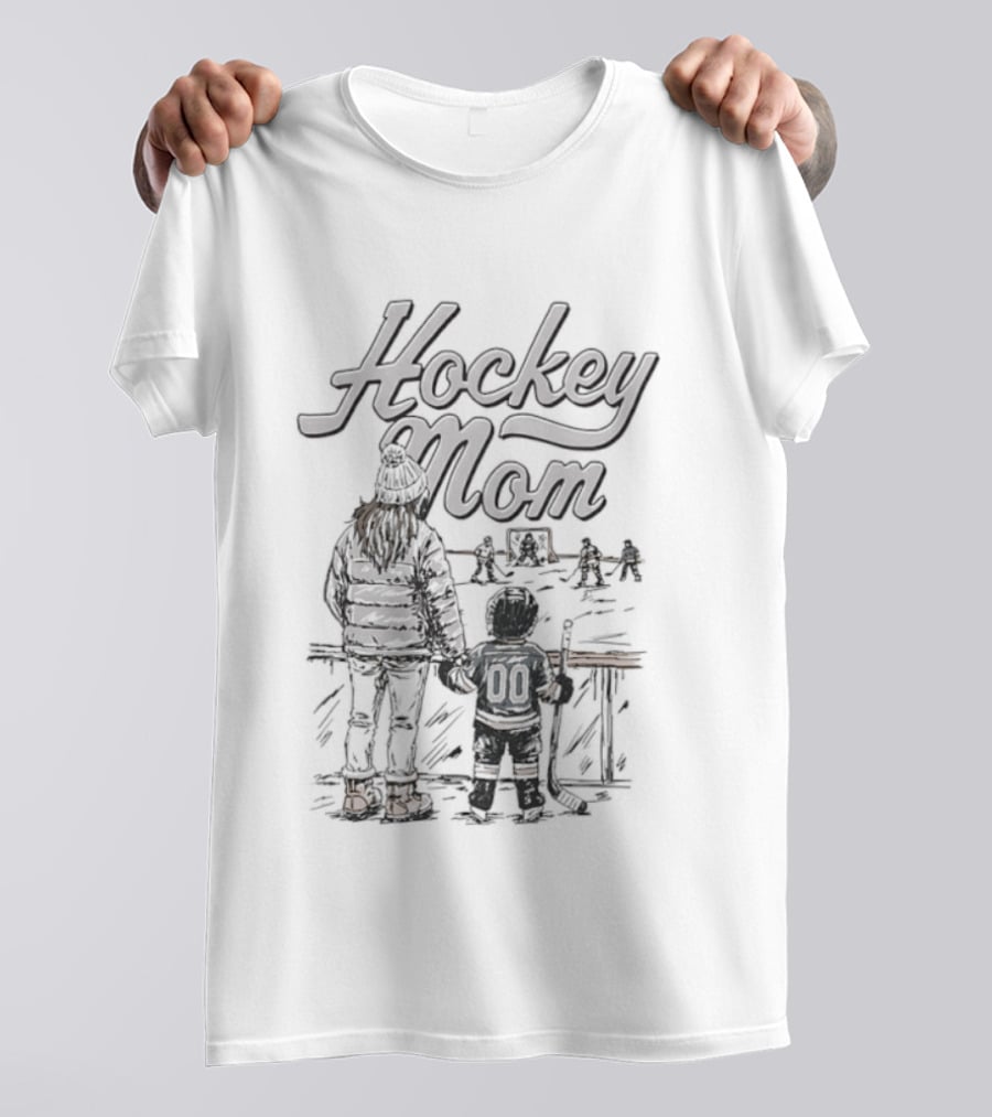 Hockey Mom And Kid At Rink With Stick And Skates T-Shirt