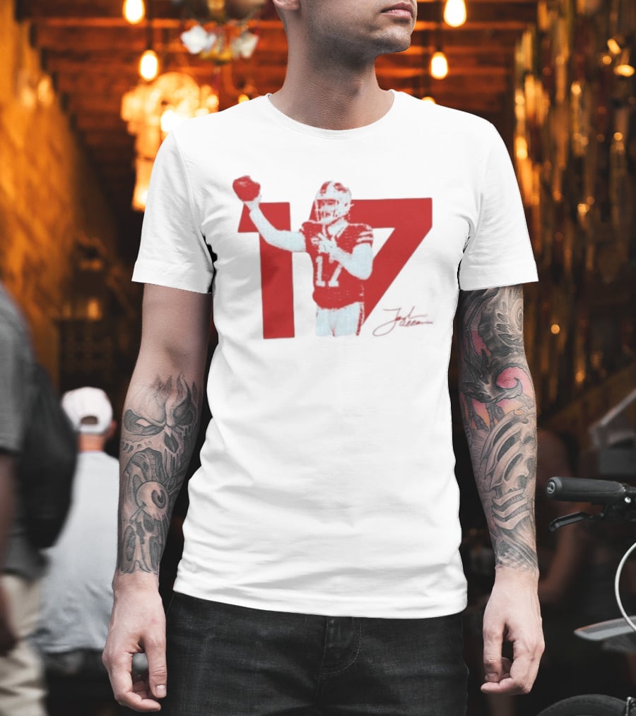 Josh Allen Buffalo Bills Number 17 Football Action T-Shirt