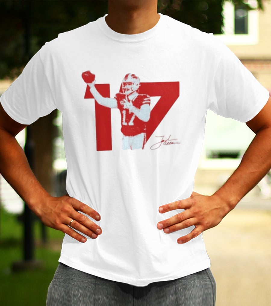Josh Allen Buffalo Bills Number 17 Football Action T-Shirt