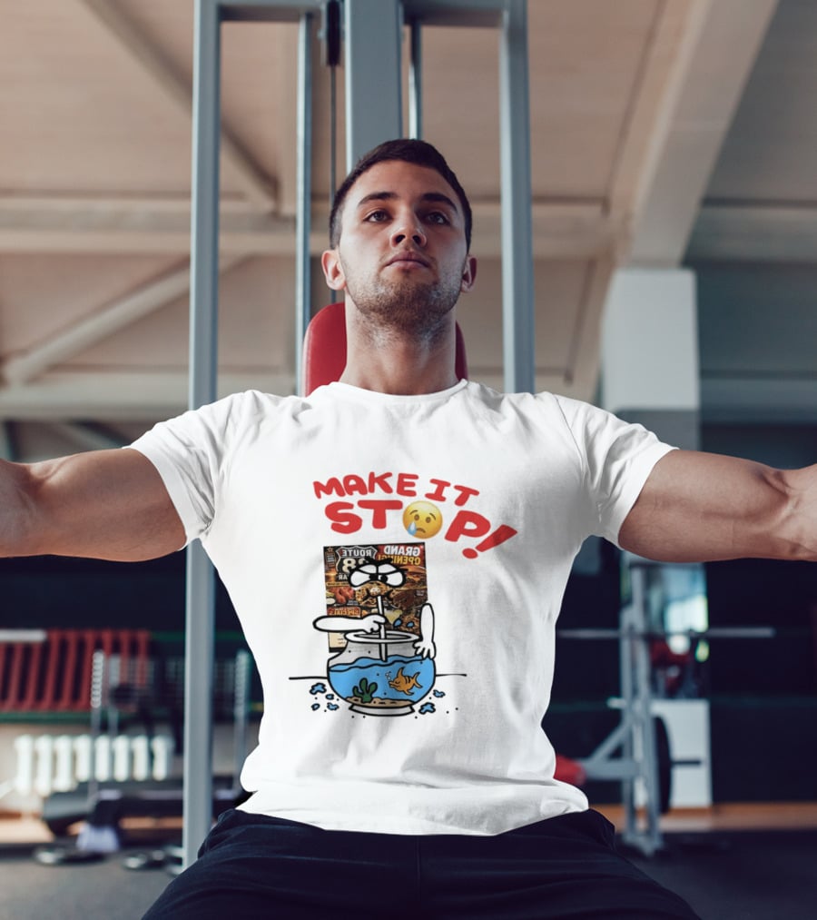 Make It Stop Route 88 Grand Opening Specials Crying Emoji Fish Bowl T-Shirt