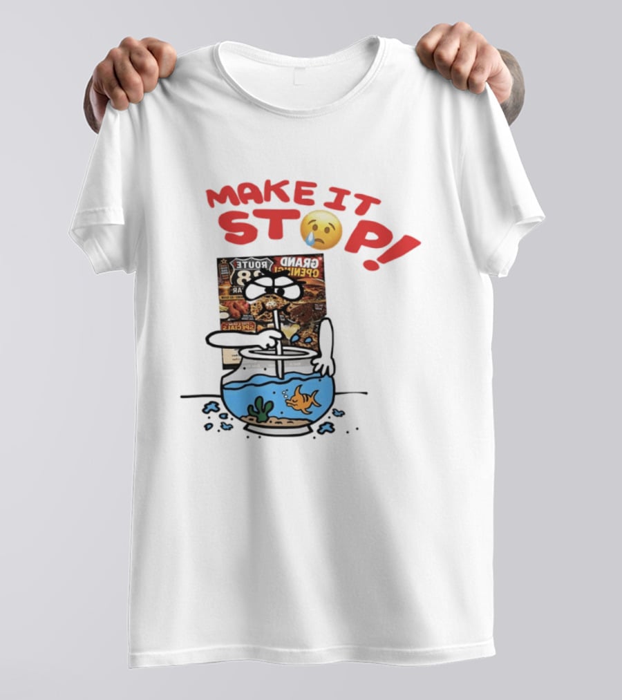 Make It Stop Route 88 Grand Opening Specials Crying Emoji Fish Bowl T-Shirt