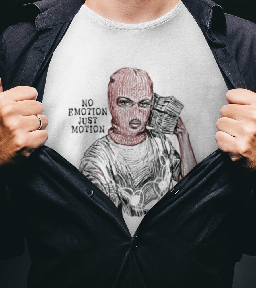 No Emotion Just Motion Balaclava Money Stacks T-Shirt