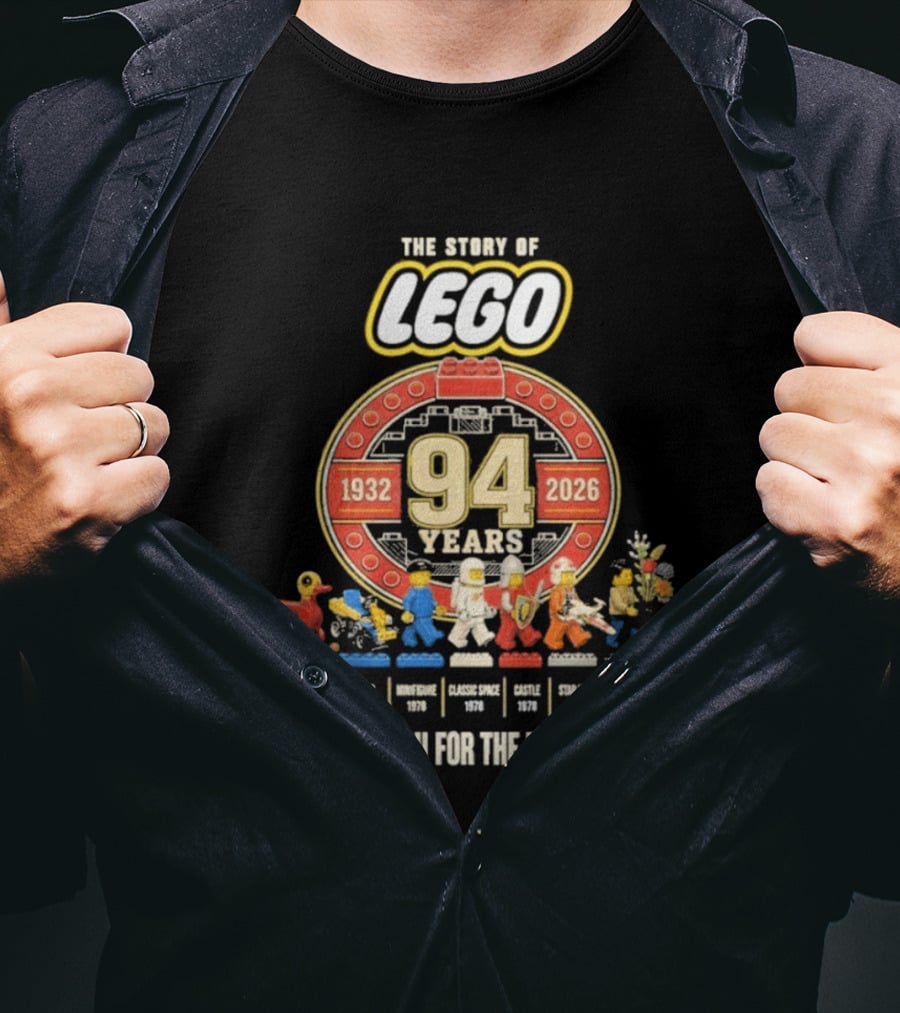The Story Of Lego 1932 2026 94 Years Thank You For The Memories History Timeline T-Shirt