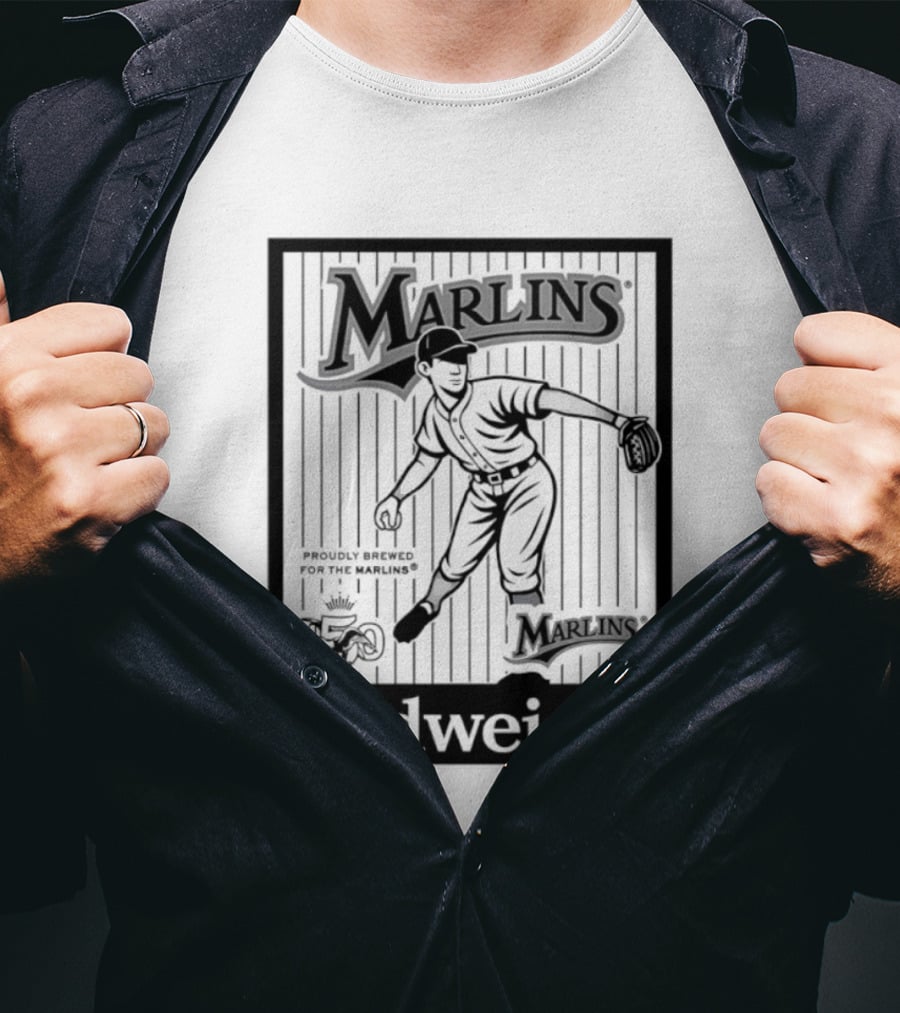 Budweiser 150 Years Florida Marlins Baseball Vintage Player T-Shirt
