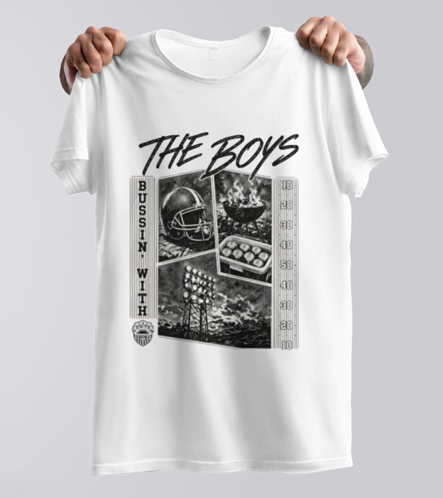 Bussin With The Boys Football Podcast Grilling And Game Day Vibes T-Shirt