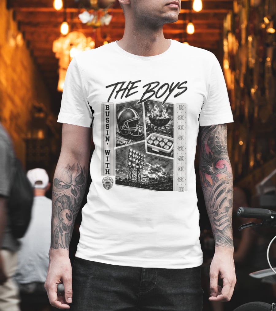 Bussin With The Boys Football Podcast Grilling And Game Day Vibes T-Shirt