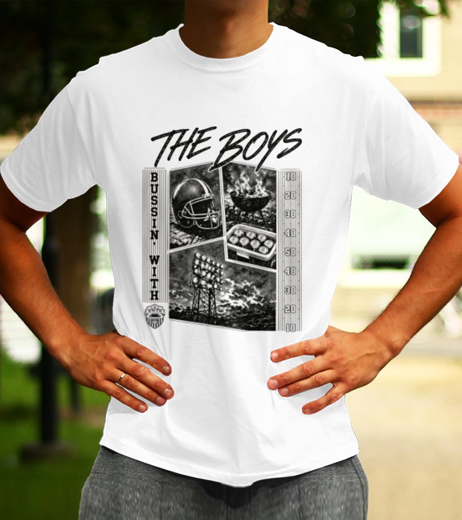 Bussin With The Boys Football Podcast Grilling And Game Day Vibes T-Shirt