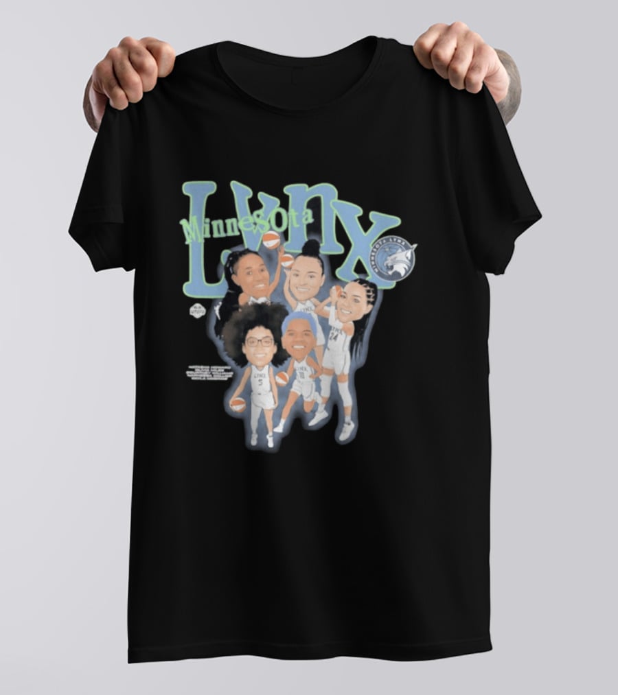 Minnesota Lynx Big 5 WNBA Basketball Caricature Team Spirit T-Shirt