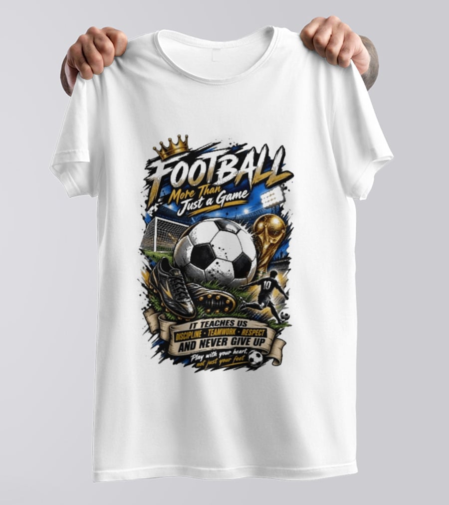 Football More Than Just A Game Discipline Teamwork Respect Never Give Up Play With Your Heart T-Shirt