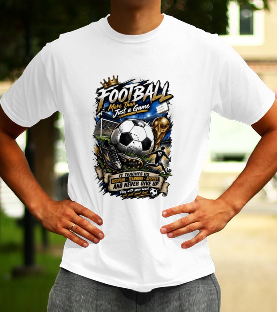 Football More Than Just A Game Discipline Teamwork Respect Never Give Up Play With Your Heart T-Shirt