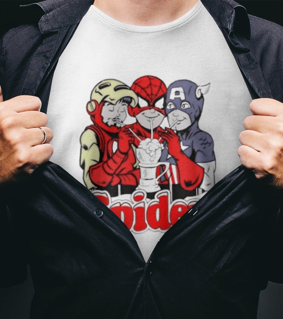 Spidey Iron Man Captain America Beer Meme T-Shirt