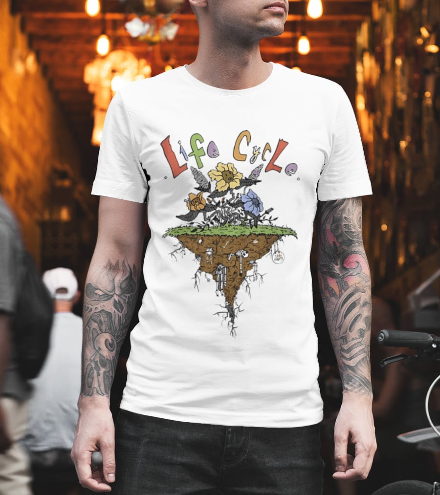 Life Cycle Floating Island With Colorful Flowers T-Shirt