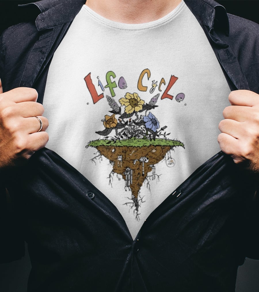 Life Cycle Floating Island With Colorful Flowers T-Shirt