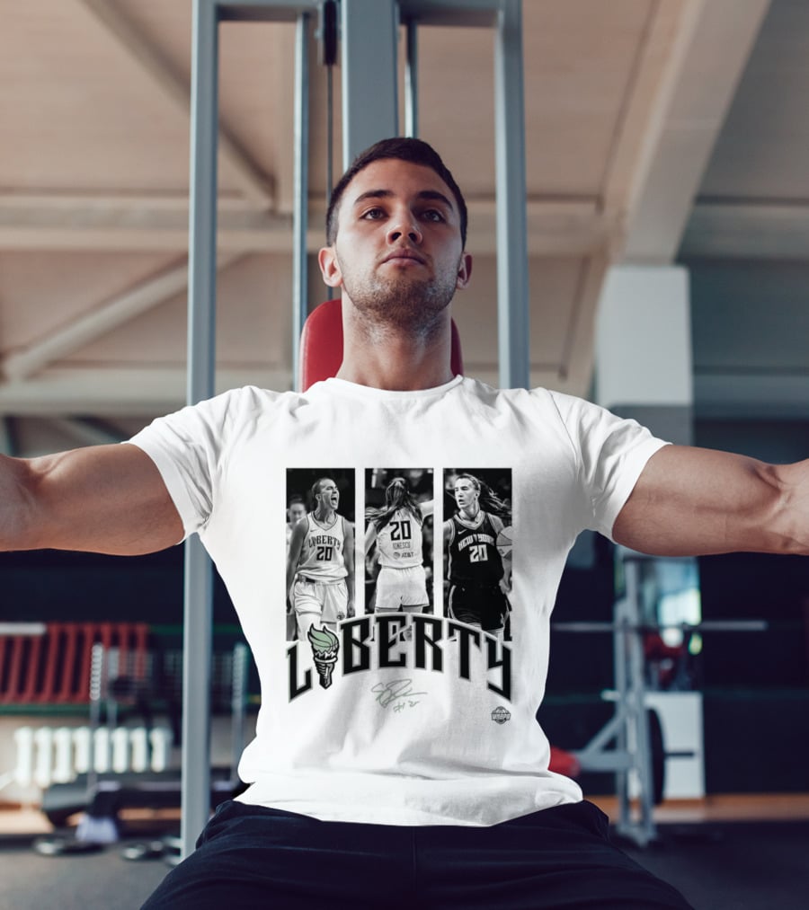 Sabrina Ionescu Liberty WNBA Player Collage Signature T-Shirt