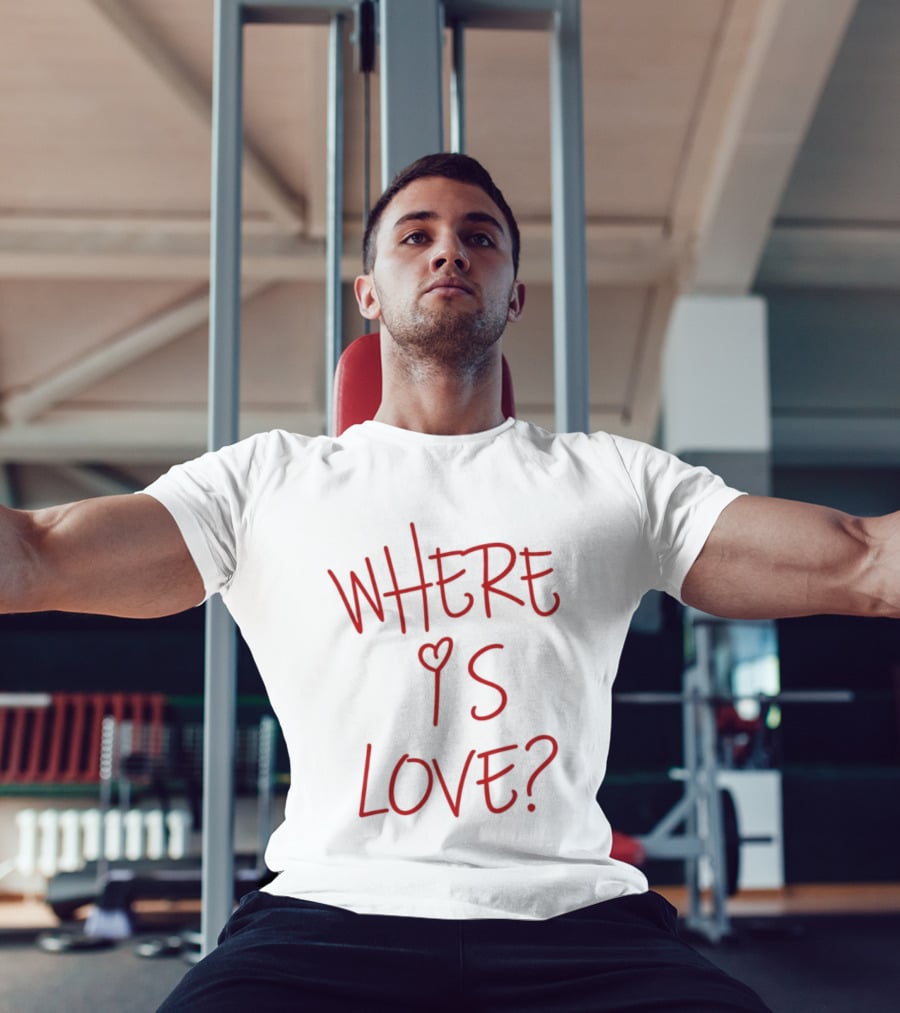 Where Is Love Heart Question Romance In Red T-Shirt