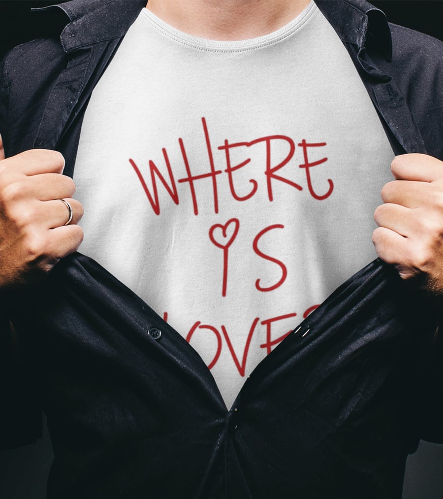 Where Is Love Heart Question Romance In Red T-Shirt
