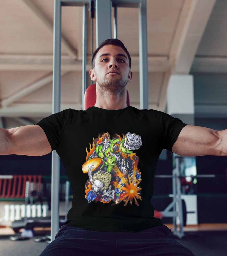 Dragon Ball Z Vintage Style Android 16 17 18 Fiery Action Scene Bootleg T-Shirt