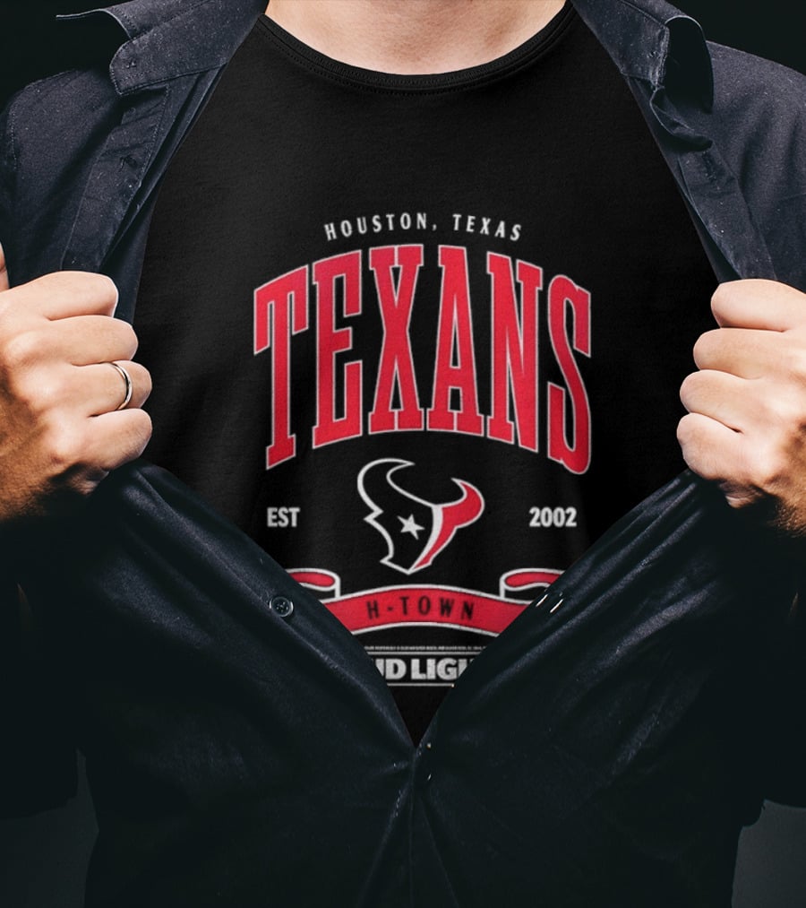 Houston Texas Texans EST 2002 Bud Light H Town T-Shirt