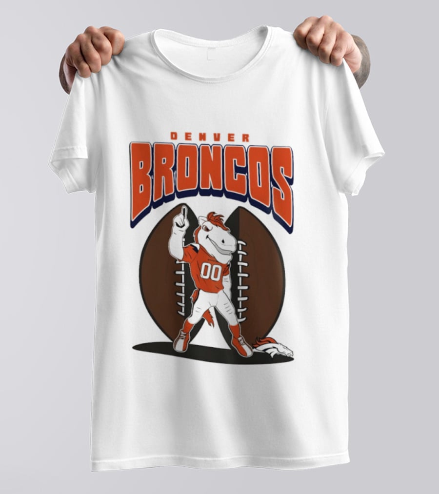 Denver Broncos 2026 Mascot Miles And Football T-Shirt