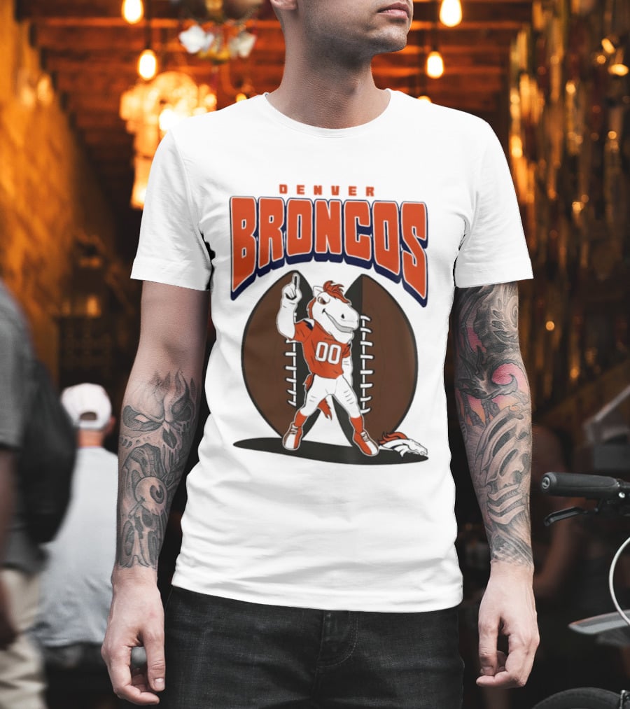 Denver Broncos 2026 Mascot Miles And Football T-Shirt