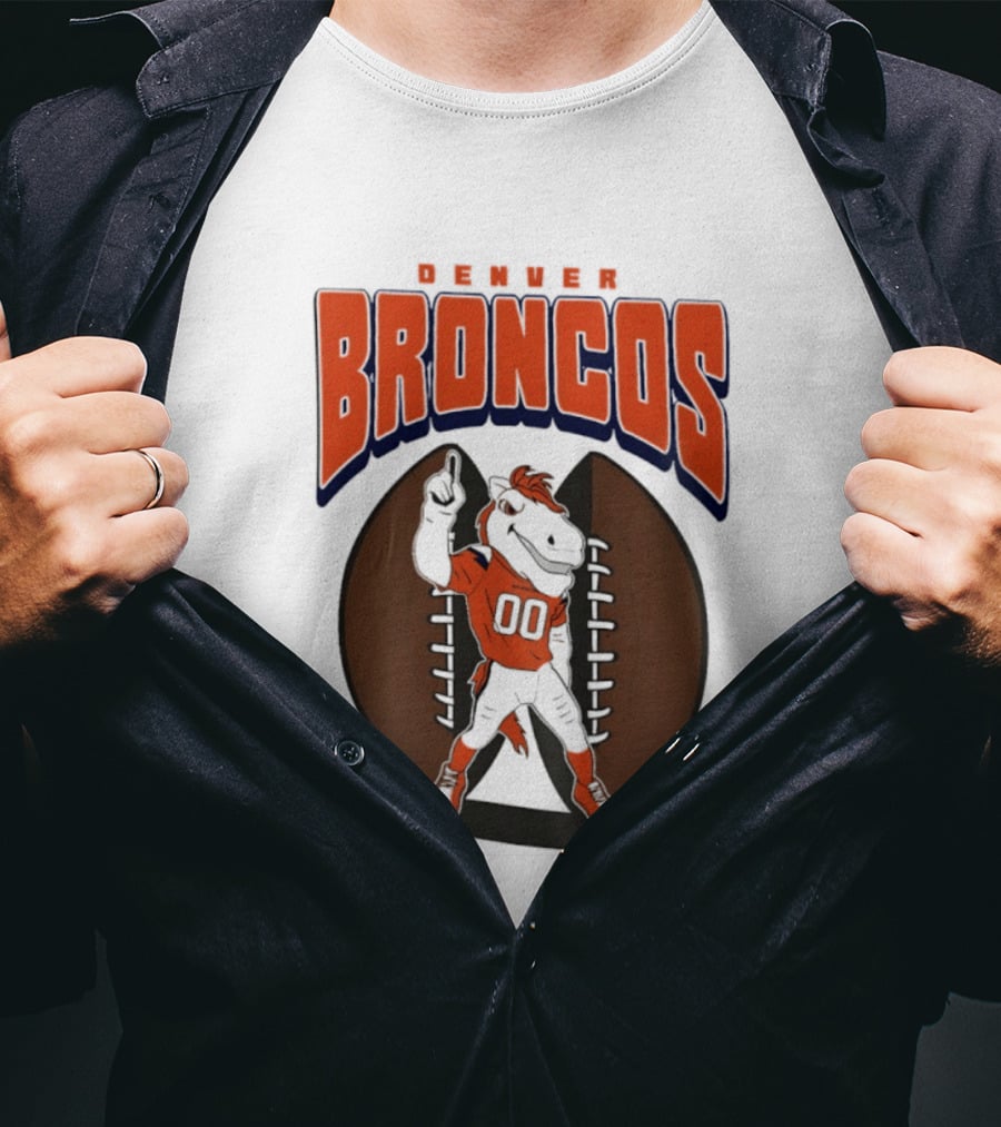 Denver Broncos 2026 Mascot Miles And Football T-Shirt