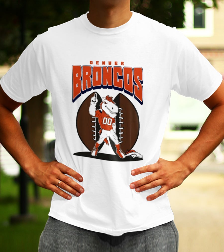 Denver Broncos 2026 Mascot Miles And Football T-Shirt