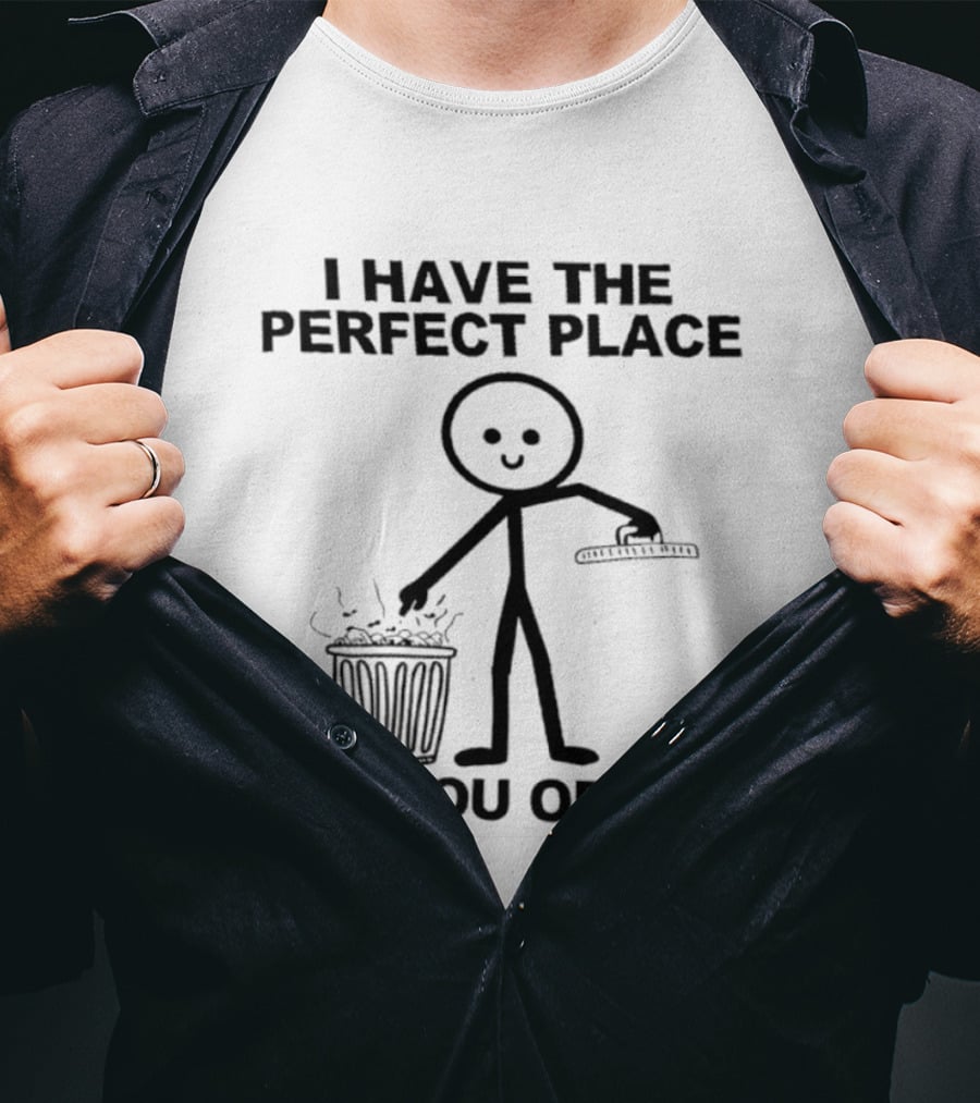 I Have The Perfect Place For Your Opinion Stick Figure Trash Can T-Shirt